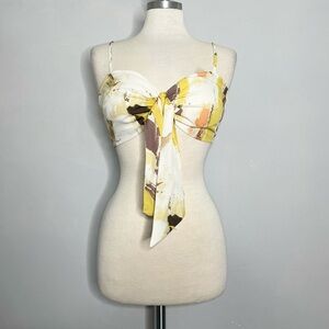 AKIRA Tie Front Bustier Cropped Tank Bra Top